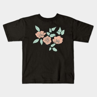 California Wild Rose Pastel Botanical Pattern Kids T-Shirt